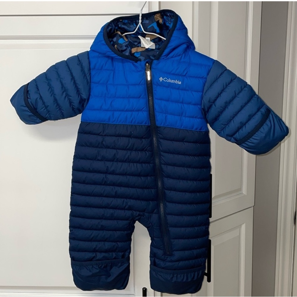 COLUMBIA Infant Powder Lite Reversible Bunting Suit Jacket sz 6-12 mos